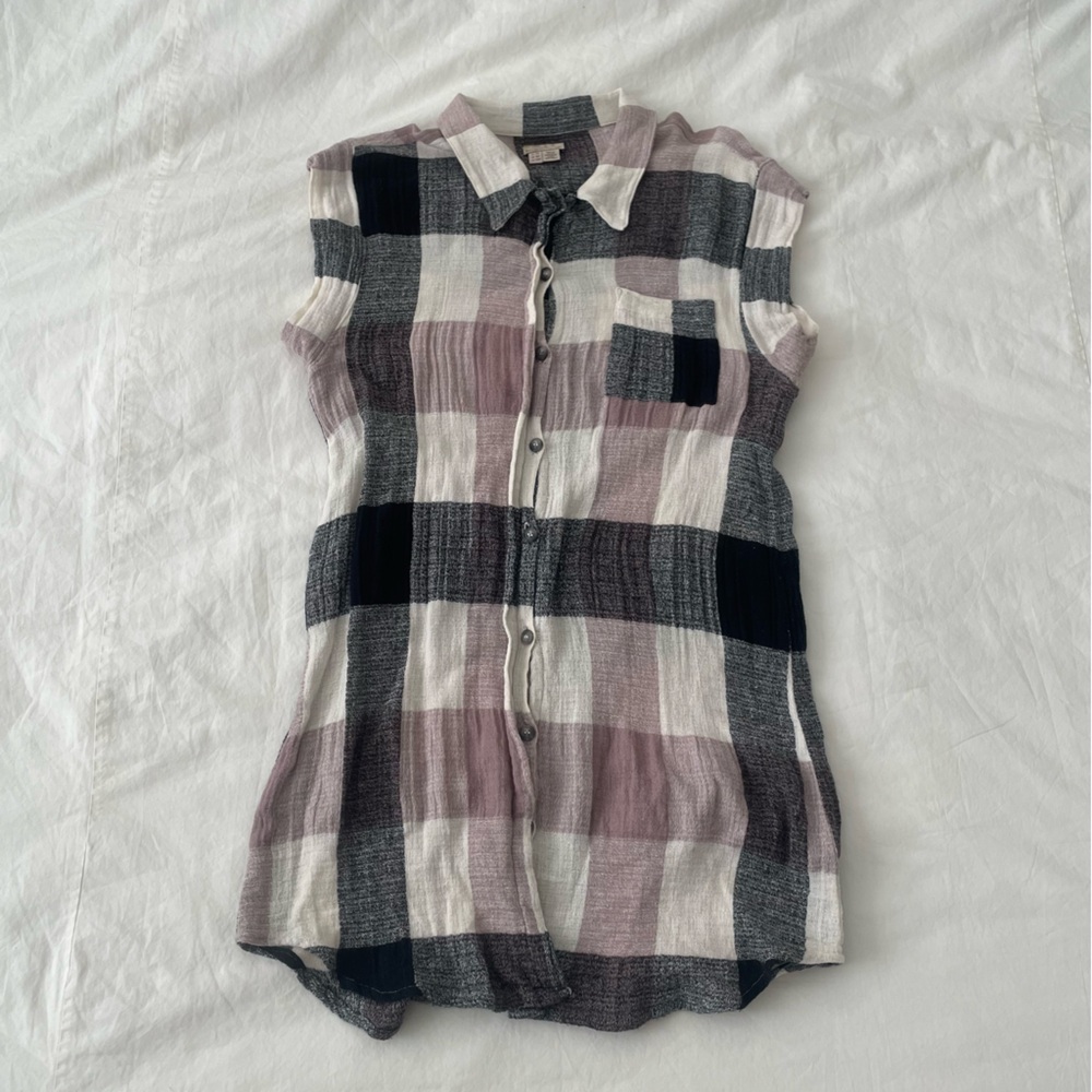 Holding Horses Black and Mauve Checkered Lightweight Mini Dress